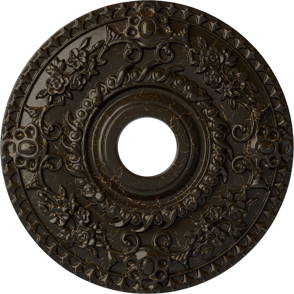 Ekena Millwork Rose Ceiling Medallion (Canopies up to 7 1/4"), 18"OD x 3 1/2"ID x 1 1/2"P, Stone Hearth Crackle CM18ROSHC - main